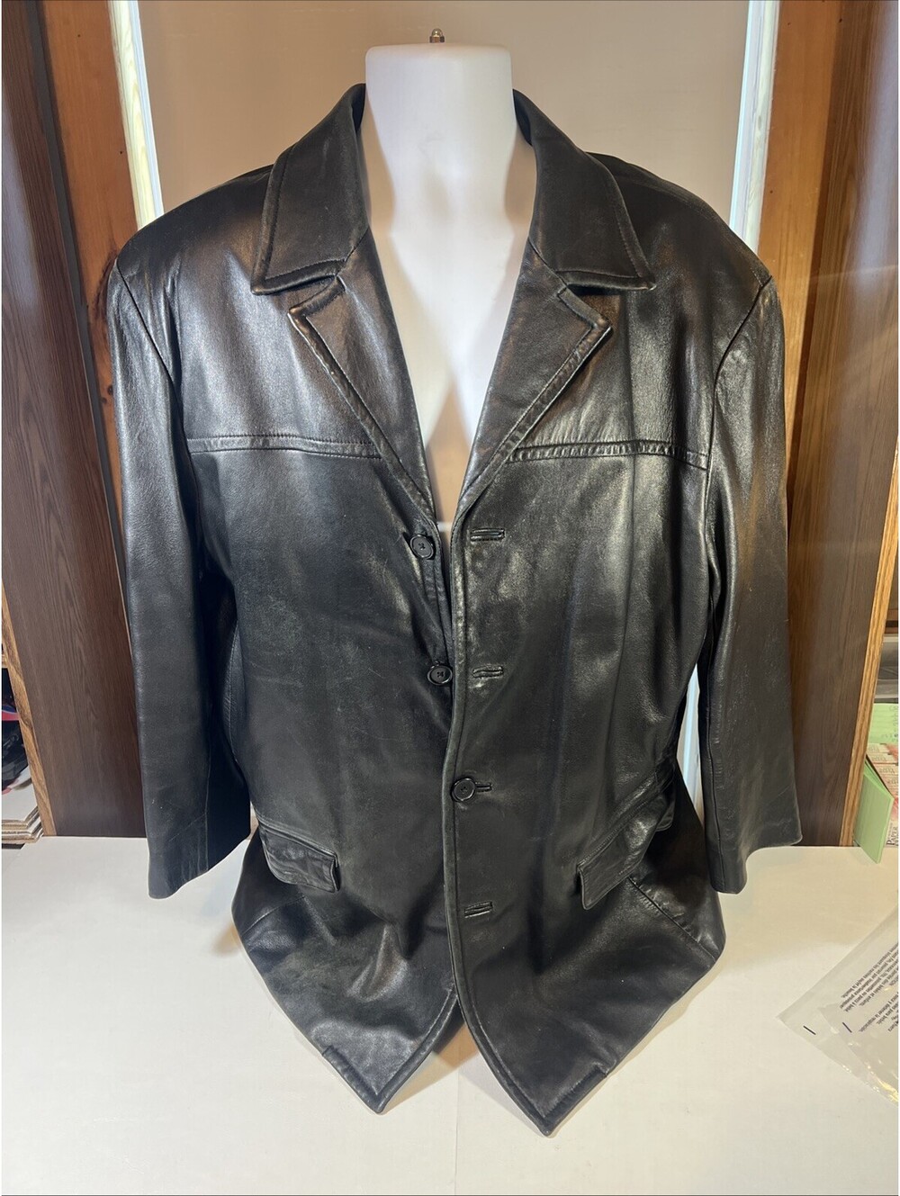 Albert Nipon City Leather Jacket 44R